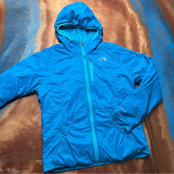 North Face Reversible Windstopper Fleece Hooded Jacket Blue - Picture 1 of 12